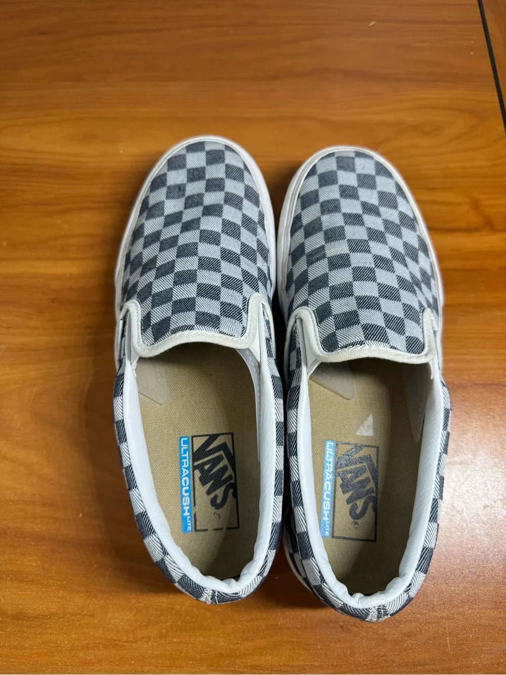 Vans Classic Checkerboard Slip-On Sneakers Navy Grey Skate Monochrome W9